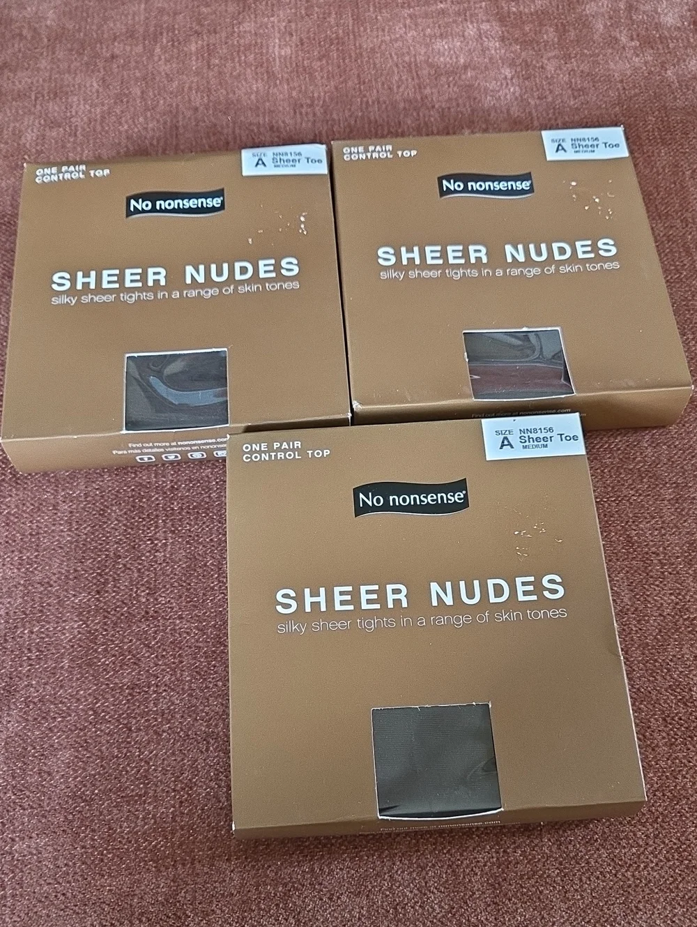 3 Pairs No Nonsense SHEER NUDES silky Tights Control Top Pantyhose Medium Size A